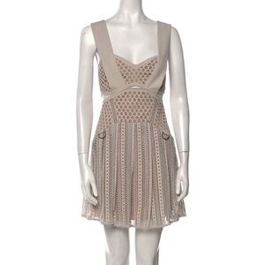 Self-Portrait Beige and Cream Mini Dress